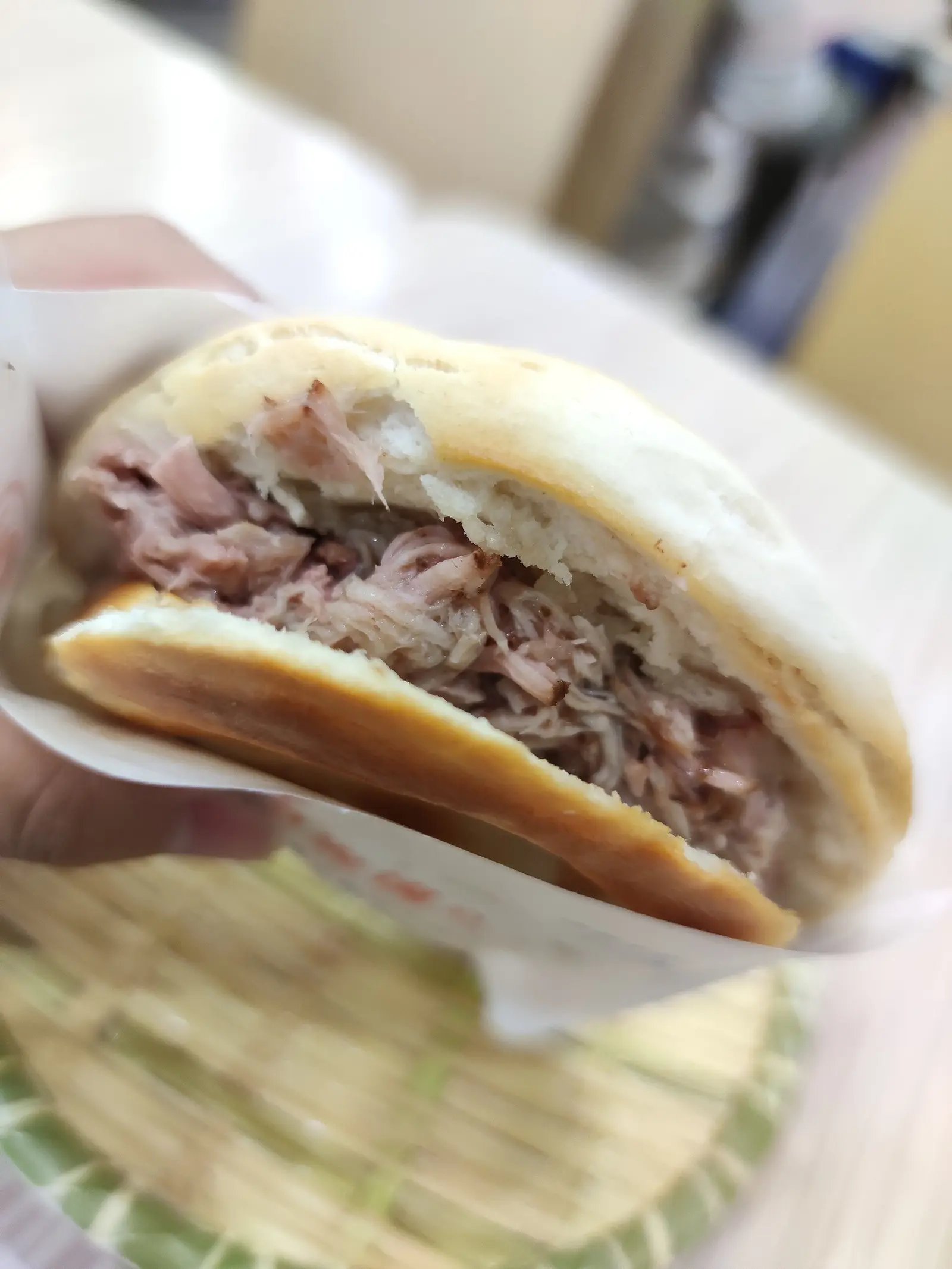 Lazhi pork roujiamo from a small shop around Jixiang Village, Xi'an
