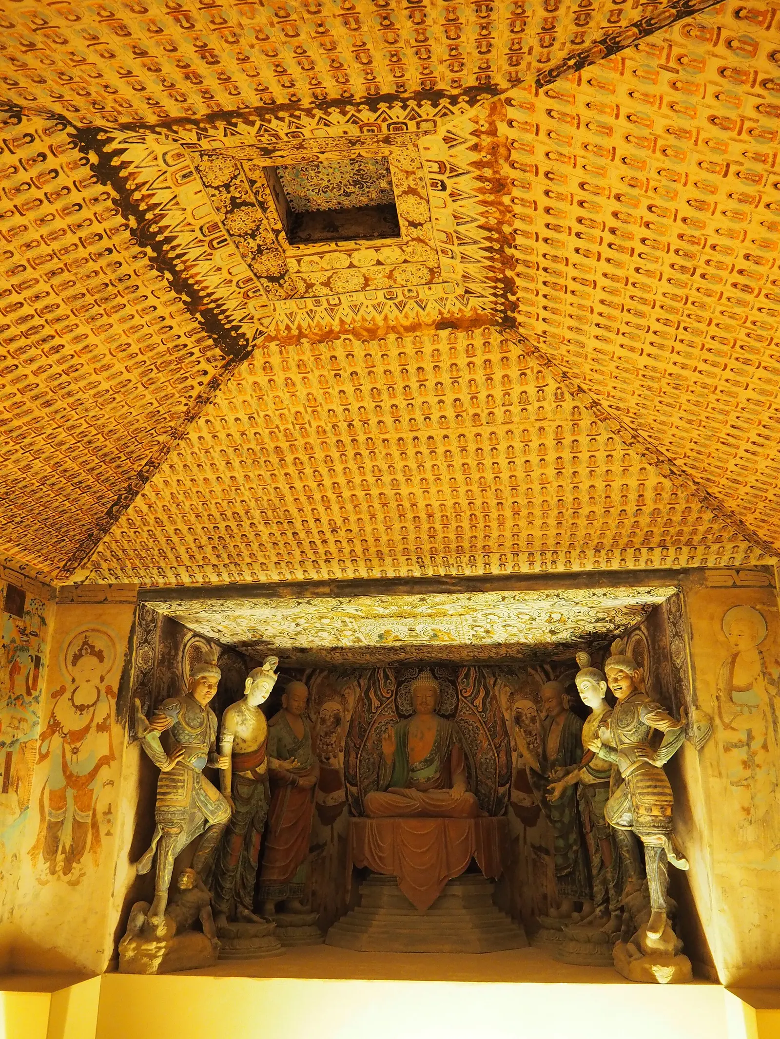 A reconstruction of a Mogao cave in the Dunhuang Museum in 2015 (a replica, not the original cave)