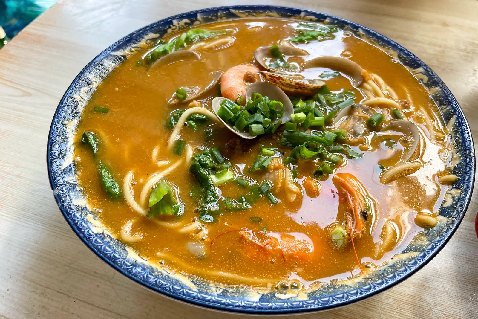 A bowl of seafood sha cha noodles in Xiamen (2023)