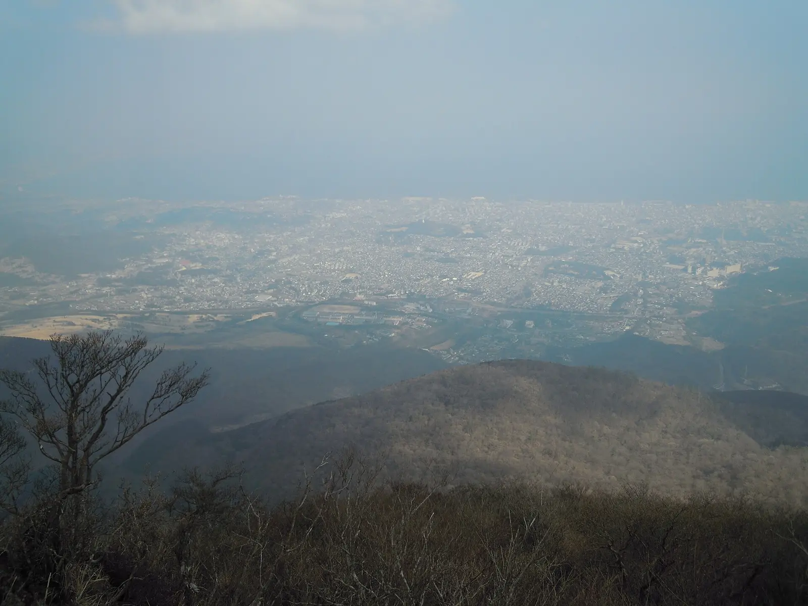 Panorama of the city from the Beppu Ropeway in 2010; it shows only the city's terrain at the time and does not reflect the current state of facilities