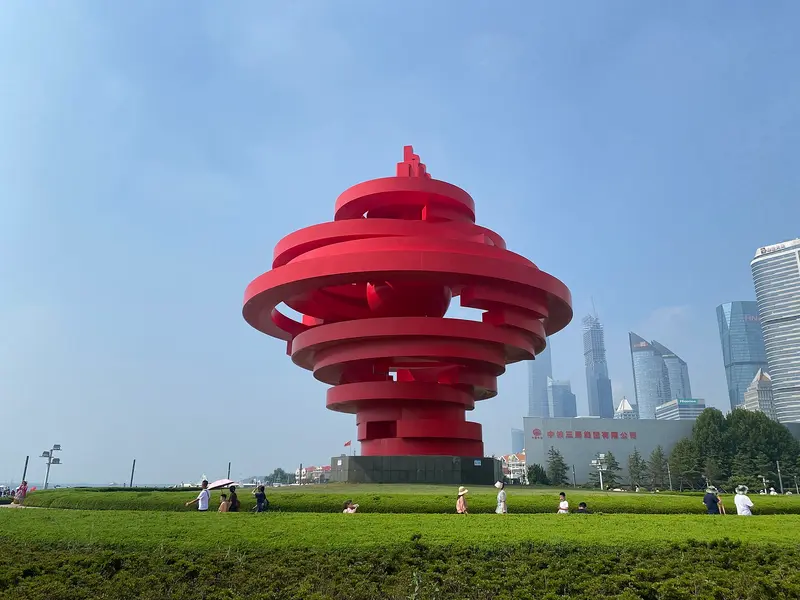 The 'Wind of May' sculpture in May Fourth Square in August 2023