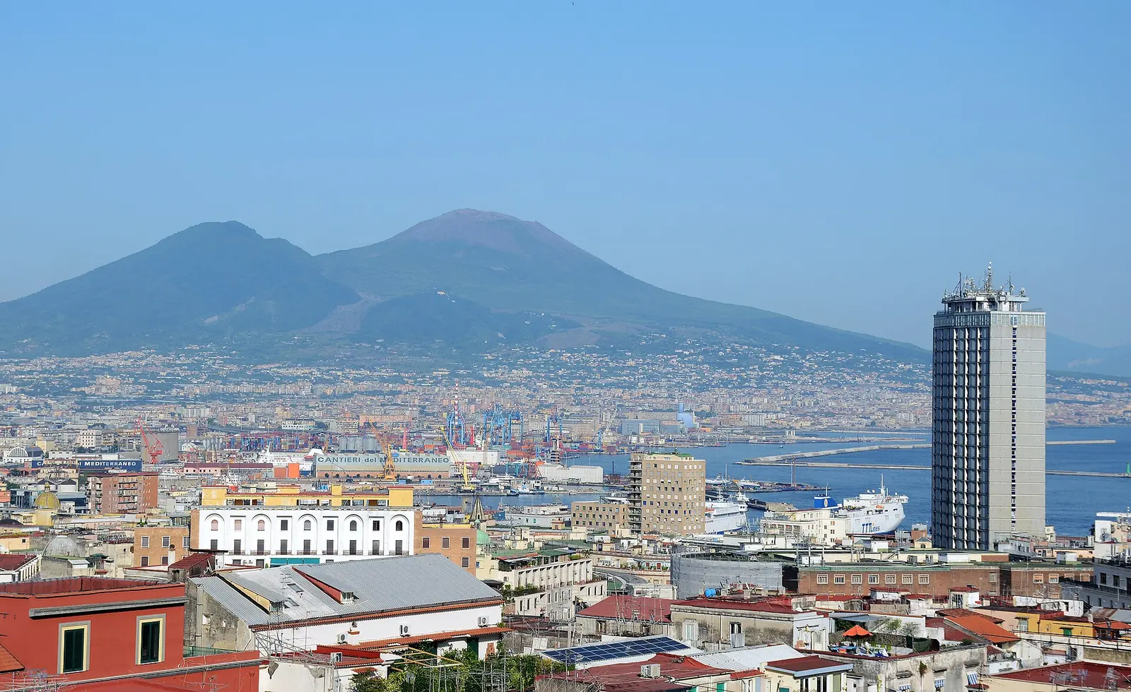 Naples with Vesuvius in the distance