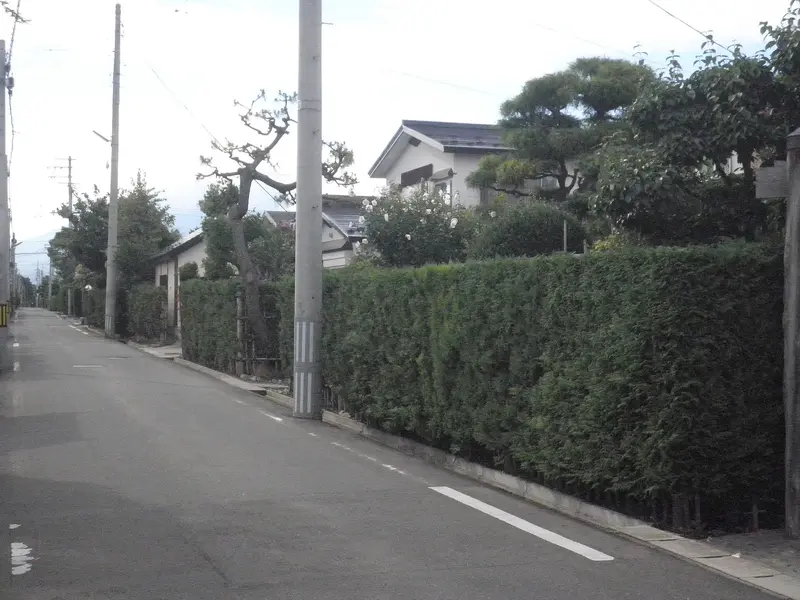Vista de una calle de Nakachō, en Hirosaki, fotografiada en 2011; muestra un rincón del distrito protegido, no todas las antiguas residencias