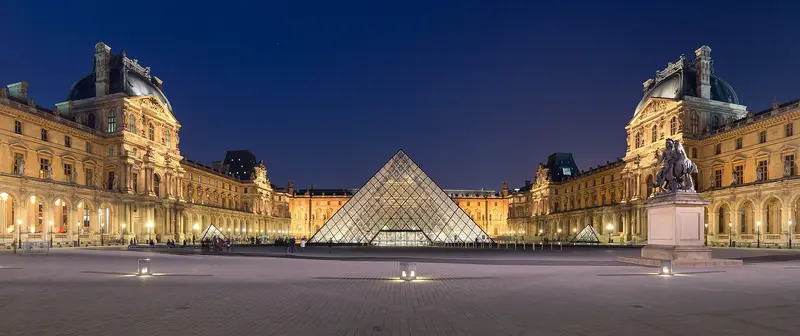 The Louvre and its glass pyramid