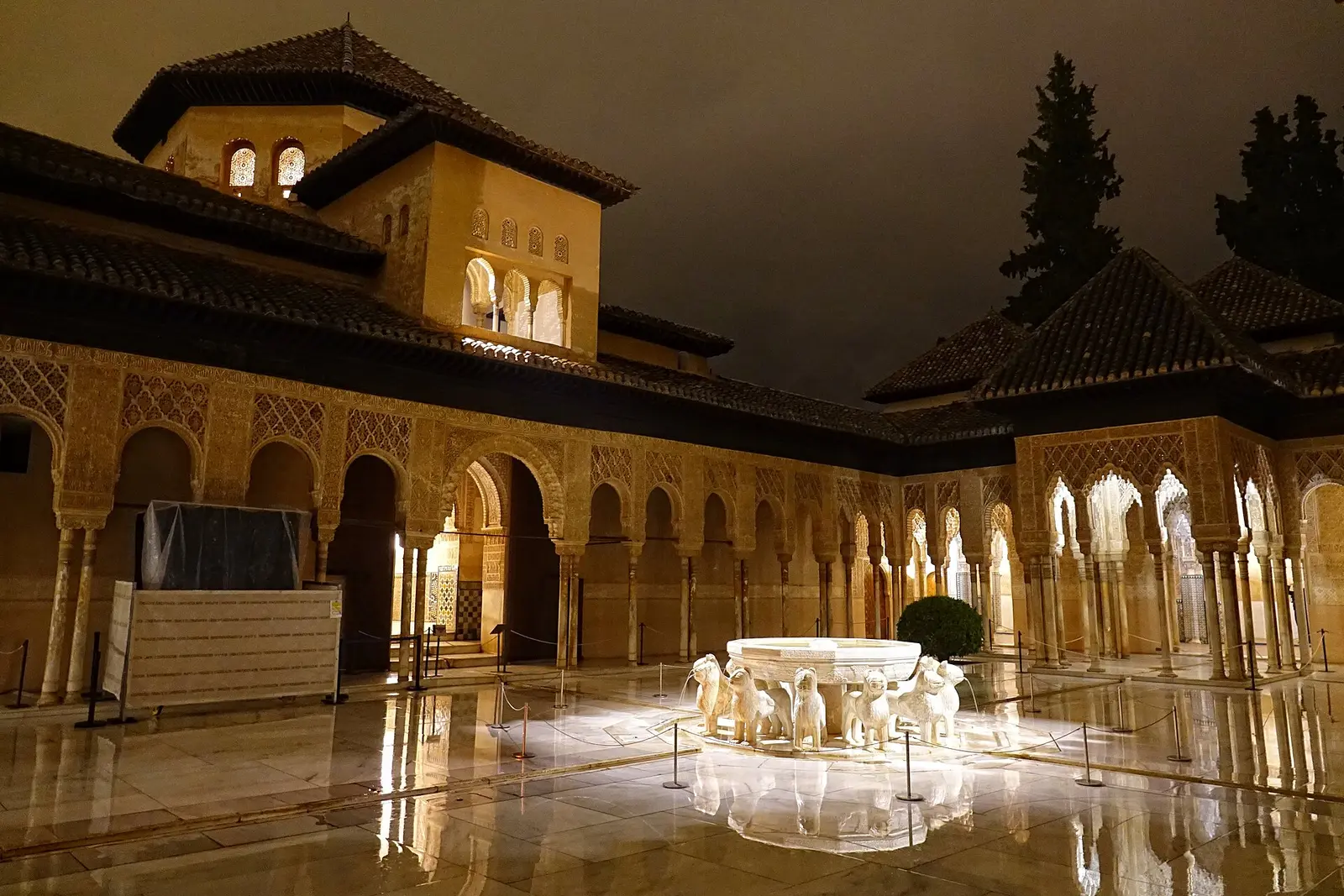 The Court of the Lions in the Alhambra at night