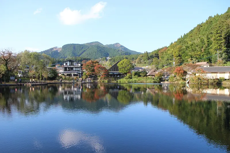 Lake Kinrin photographed in 2022, representing the Yufuin district rather than all of Yufu City; not a photo of the early-morning lake mist